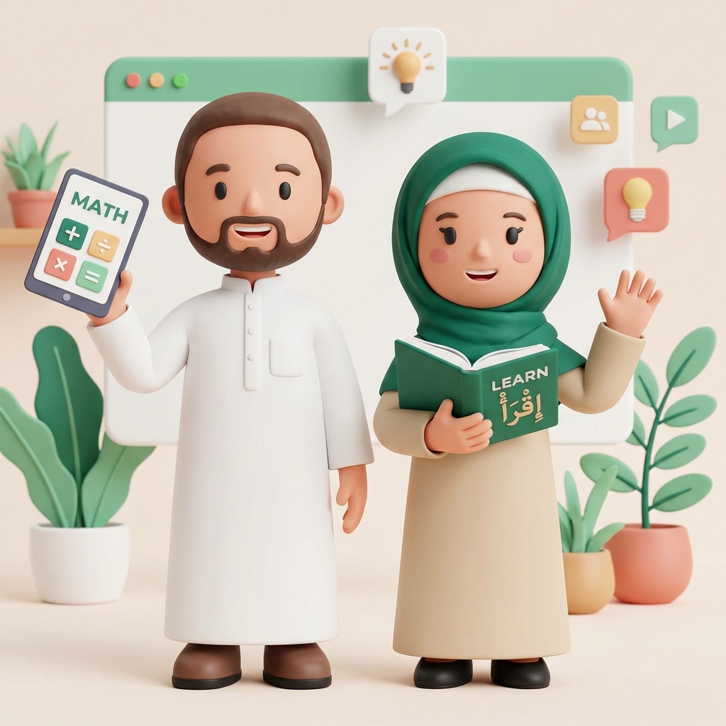 Friendly 3D illustration of Aleha teachers